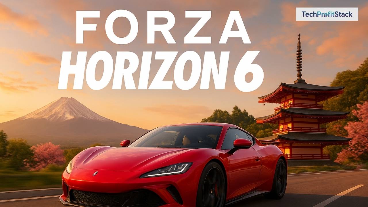 Forza Horizon 6 in Japan - Night scene with neon city, Toyota Supra, Nissan GT-R, and drifting action