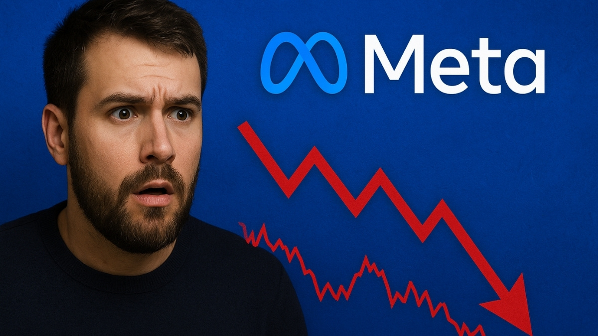Man shocked as Meta stock crashes amid $16 billion tax hit and massive AI spending — Meta AI news 2025 global market reaction.